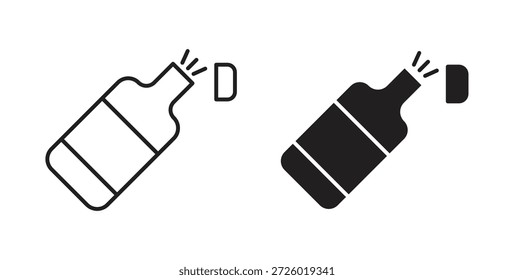 Champagne bottle icons vector symbol with editable stroke and flat versions