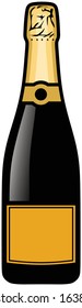 Champagne bottle illustration in clean and simple style