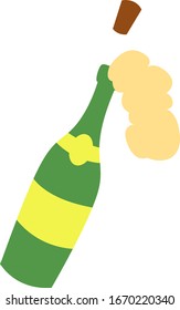 Champagne bottle, illustration, vector on white background.