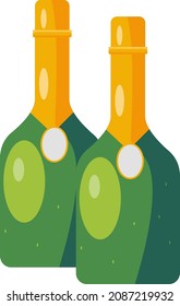 Champagne bottle, illustration, vector on a white background.