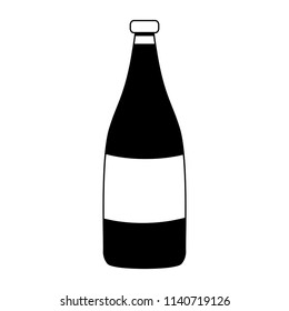 Champagne bottle isolated in black and white