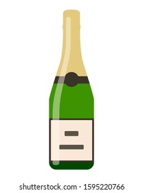 Champagne bottle isolated on white background. Vector stock illustration.