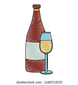 Champagne bottle isolated scribble