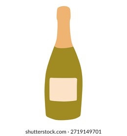 Botella de champán con etiqueta que proporciona una ilustración simple para celebraciones