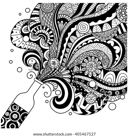 Champagne Bottle Line Art Design Coloring Stock Vector (Royalty Free ... Champagne Bottle Line Art Design Coloring Stock Vector (Royalty Free ...