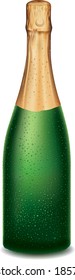 Champagne bottle with many fresh drops, happy new year 2021