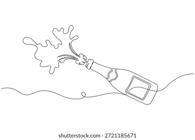 Garrafa de champanhe ilustração de arte de linha contínua mínima