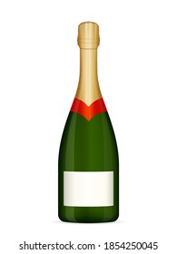 Champagne bottle on a white background. Vector illustration.