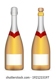 Champagne bottle on a white background. Vector illustration.