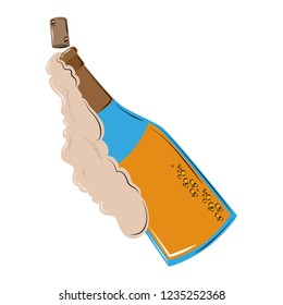 Champagne bottle open with foam