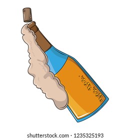 Champagne bottle open with foam