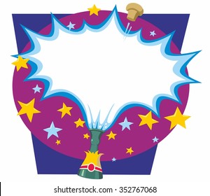 champagne bottle opens with cartoon flash - party background illustration