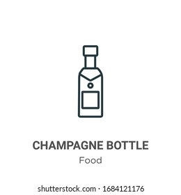 Champagne bottle outline vector icon. Thin line black champagne bottle icon, flat vector simple element illustration from editable food concept isolated stroke on white background