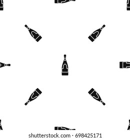 Champagne bottle pattern repeat seamless in black color for any design. Vector geometric illustration