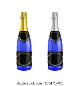 champagne bottle photo-realistic vector illustration isolated on white background