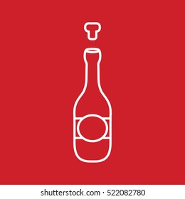 Champagne Bottle Popping Cork Alcohol Line Outline Icon