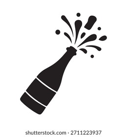 Botella de champán, aerosol líquido efervescente dinámico, eventos de fiesta.