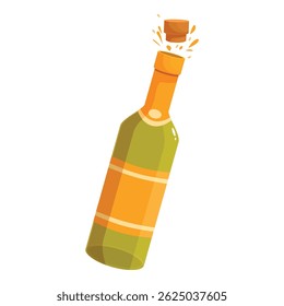 Champagne bottle popping open with cork flying out and splash