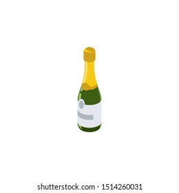 Champagne bottle. Vector 3d isometric, color web icons set, new flat style. Creative illustration design, idea for infographics.