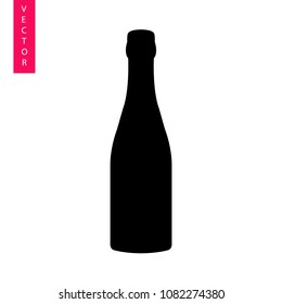 Champagne bottle vector icon, logo