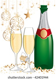 champagne bottle. Vector illustration