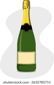 Champagne Bottle Vector Illustration Flat Design