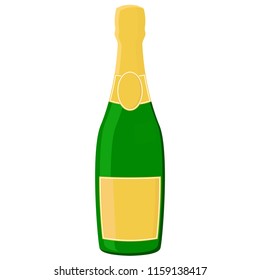 Champagne bottle. Vector illustration isolated on white background