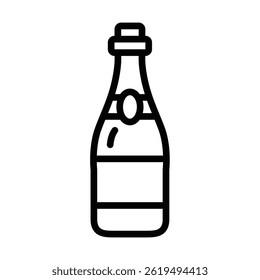Champagne bottle vector illustration in outline style. Editable stroke