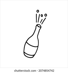 Champagnerflasche. Vektorgrafik für den Druck, Hintergründe, Icon Web, Mobile Design, Wallpaper, Cover, Verpackung, Plakate, Aufkleber, Textil und saisonale Design. Einzeln auf weißem Hintergrund.