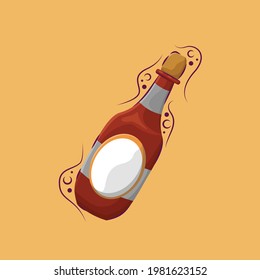 Ilustración del vector de botellas de champán. Concepto de diseño de bodas.