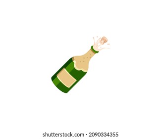 Champagne bottle vector isolated icon. Emoji illustration. Champagne popping cork vector emoticon