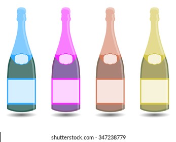 Champagne. A bottle of wine. Vector illustration in a flat style.