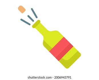 champagne bottle winning single isolated icon with flat style