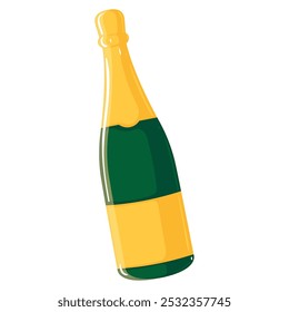 Botella de champán con etiqueta amarilla, Vector