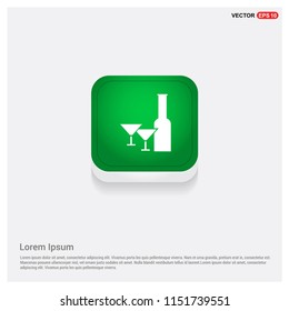 Champagne bottles iconGreen Web Button - Free vector icon
