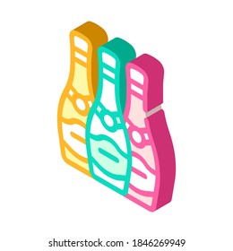 botellas de champán vectorial de icono isométrico. señal de botellas de champán. ilustración de símbolo aislado