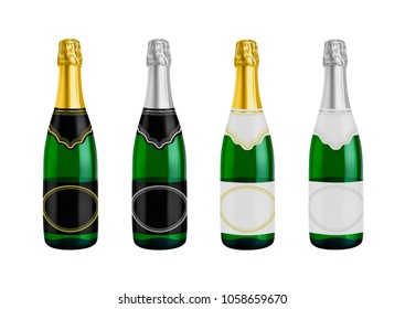Champagne bottles in the range.Vector illustration on white background.
