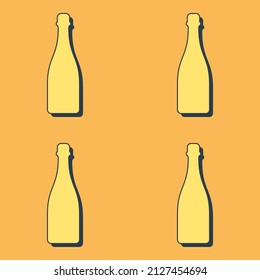El patrón de las botellas de champán es impecable. Estilo de arte de línea. Imagen de contorno. Plantilla de repetición en blanco y negro. El concepto de las bebidas de fiesta. Ilustración sobre fondo blanco. Estilo de diseño plano para cualquier propósito. Vector.
