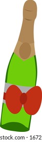 Champaña con arco, ilustración, vector sobre fondo blanco.