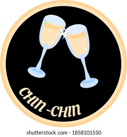 Champagnerbrindien "Chin-Chin", Vektorsymbol