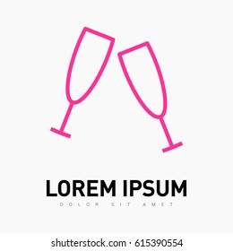 champagne bubble line vector icon
