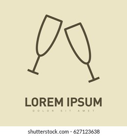 champagne bubble line vector icon
