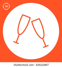 champagne bubble line vector icon