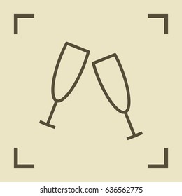 champagne bubble line vector icon