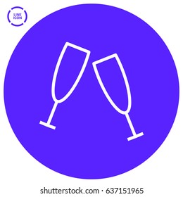 champagne bubble line vector icon