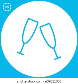 champagne bubble line vector icon