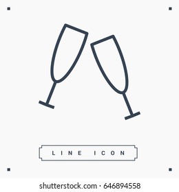 champagne bubble line vector icon