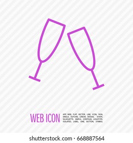 champagne bubble line vector icon