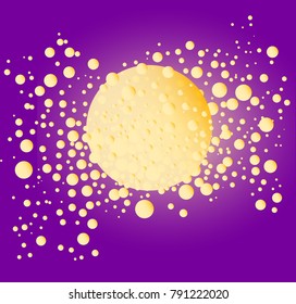 Champagne bubble splash background with large circle splash