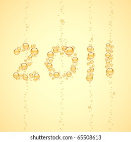 Champagne bubbles in 2011 shape. Vector. Editable.